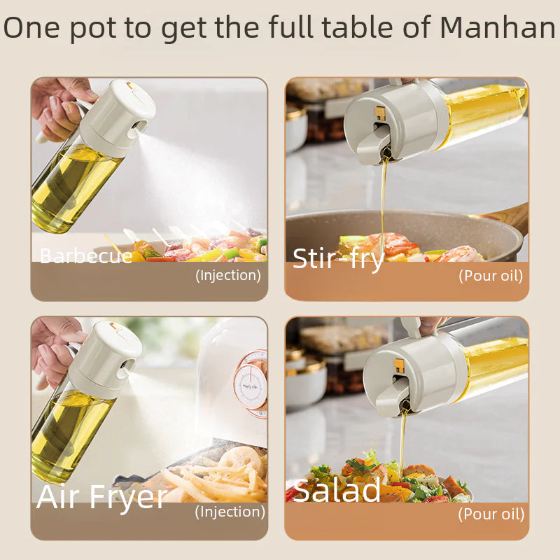 Self-Designed Oil Bottle with Spray and Pour Function